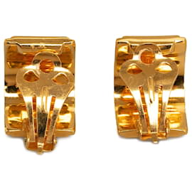 Hermès-Hermes Gold Enamel Clip On Earrings-Golden