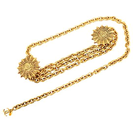 Chanel-Cintura a maglie a catena Sun CC foderata in oro Chanel-D'oro