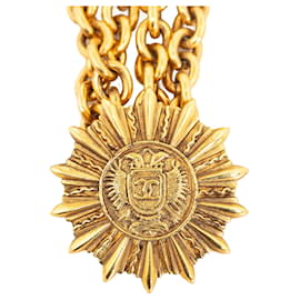 Chanel-Chanel Cinturón de eslabones de cadena Sun CC forrado en oro-Dorado