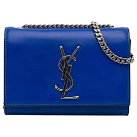 Saint Laurent-Saint Laurent Blue Small Monogram Kate-Bleu