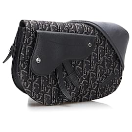 Dior-Dior Black Oblique Saddle Messenger Bag-Black