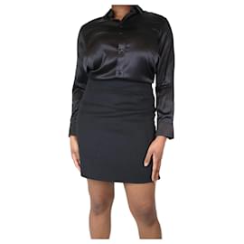 Saint Laurent-Camisa de seda satinada negra - talla UK 16-Negro