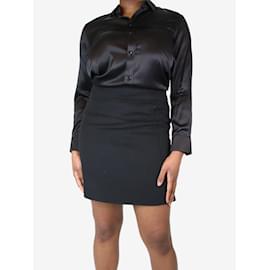 Saint Laurent-Camisa de seda satinada negra - talla UK 16-Negro