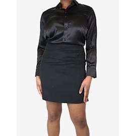 Saint Laurent-Camisa preta de seda acetinada - tamanho UK 16-Preto