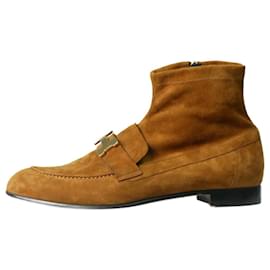Hermès-Brown suede ankle shoes - size EU 38.5-Brown