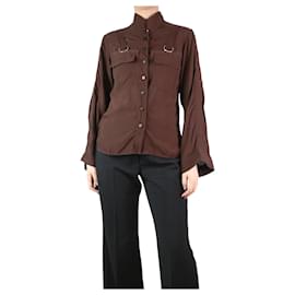 Chloé-Camisa marrom com bolso - tamanho UK 8-Marrom