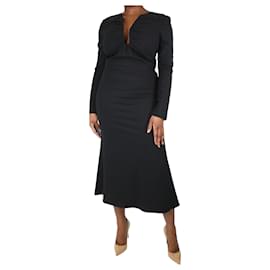 Roland Mouret-Black long-sleeved stretch cady midi dress - size UK 12-Black