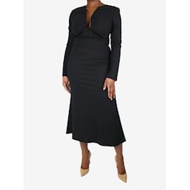 Roland Mouret-Black long-sleeved stretch cady midi dress - size UK 12-Black