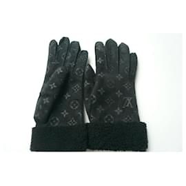 Louis Vuitton-LOUIS VUITTON Neue schwarze Handschuhe Mouton T7,5 / M71848-Schwarz