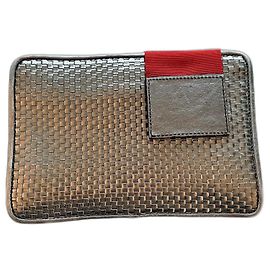 Clutch Dolce & Gabbana em couro prateado metalizado Prata Metálico