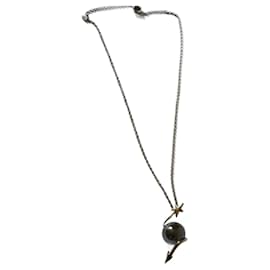 Thierry Mugler-MUGLER-Halskette aus Silber, schwarze Onyxperle, Stern und Pfeile-Schwarz