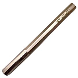 Bulgari brushed metal ballpoint pen Silver hardware