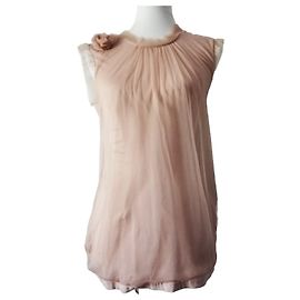 Camisa Lanvin Rosa de Liocel com Aplique de Rosa Rosa