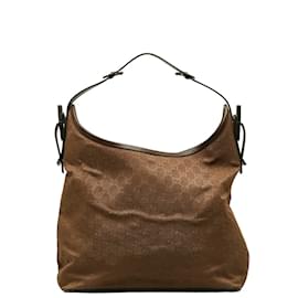 Gucci-GG Canvas Shoulder Bag 106242-Brown