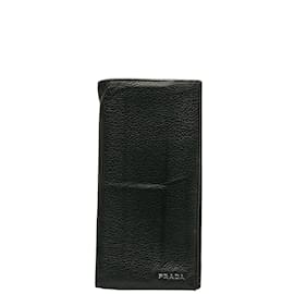 Prada-Cartera plegable de cuero-Negro