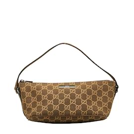 Gucci-GG Canvas Mini Baguette Pochette Bag 039 1103-Brown