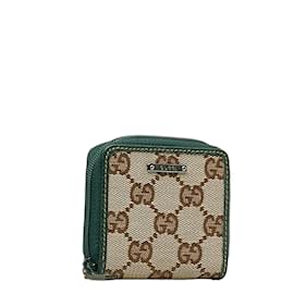 Gucci-Pochette zippée en toile GG pour pièces de monnaie 115255.0-Marron