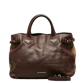 Burberry-Medium  Banner Convertible Handbag-Brown