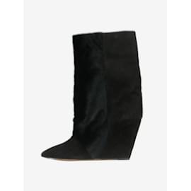 Isabel Marant-Black suede wedged boots - size EU 39-Black