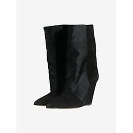 Isabel Marant-Black suede wedged boots - size EU 39-Black