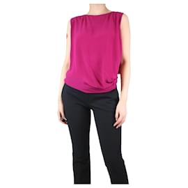 Hermès-Top fruncido magenta sin mangas - talla UK 8-Púrpura