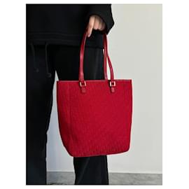 Christian Dior-Dior Monogram Canvas Handbag-Red