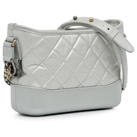 Chanel-Chanel Silver Small Metallic Gabrielle Crossbody Bag-Silvery