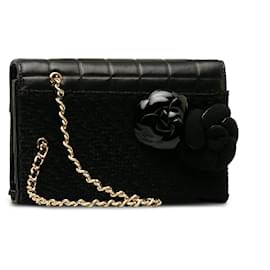Chanel-Bolso de mano con forma de camelia y barra de chocolate de tweed negro de Chanel-Negro