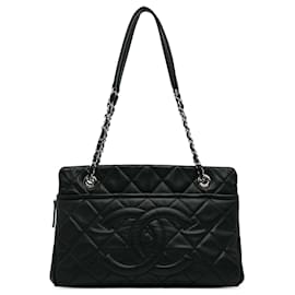 Chanel-Chanel Black CC Weiche Einkaufstasche-Schwarz