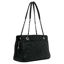 Chanel-Chanel Black CC Weiche Einkaufstasche-Schwarz