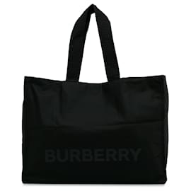 Burberry-Burberry Bolso tote tipo trinchera de nailon ecológico negro con logo-Negro