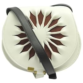 Chloé-NEW CHLOE MARCIE SMALL SADDLE BAG HANDBAG WHITE LEATHER CROSSBODY BAG-White