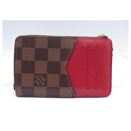 Louis Vuitton-NEW LOUIS VUITTON lined-SIDED CARD HOLDER DAMIER EBENE CANVAS CARD HOLDER-Brown