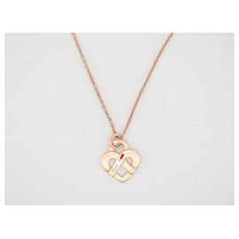 Poiray-NEW POIRAY INTERLACE HEART NECKLACE MM YELLOW GOLD FORCAT CHAIN 18K NECKLACE-Golden