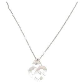 Poiray-NEW POIRAY INTERLACE HEART NECKLACE MM FORCAT CHAIN WHITE GOLD 18K NECKLACE-Silvery