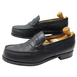 JM WESTON LOAFERS 180 Ehefrau 4.5C 38.5 EIDECHSENLEDERSCHUHE Schwarz