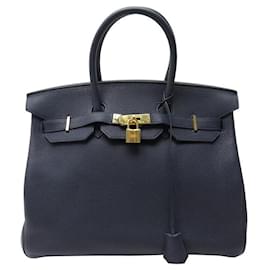 Hermès-Birkin handbag 35 IN NIGHT BLUE TOGO LEATHER 2016 BLUE LEATHER HAND BAG PURSE-Navy blue