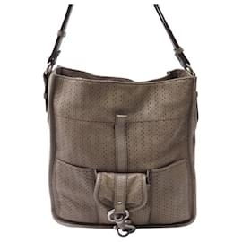 Chloé-BOLSA CHLOE BOLSA DE COURO PERFURADA TAUPE BOLSA DE MÃO PERFURADA DE COURO-Taupe