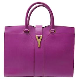 Yves Saint Laurent SAC A MAIN SAINT LAURENT CABAS Y CHYC GM 274759 FUSHIA LEATHER HAND BAG Fuschia