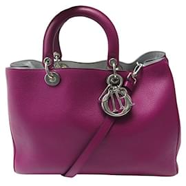 Christian Dior-CHRISTIAN DIOR DIORISSIMO L HANDTASCHE FUSHIA LEDER TOTE CROSSBODY GELDBÖRSE-Fuschia