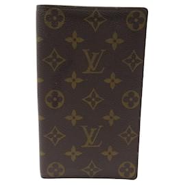 Louis Vuitton-CARTEIRA VINTAGE LOUIS VUITTON EM MONOGRAMA CANVAS PORTA-CARTÕES CARTEIRA DE PAPEL-Marrom