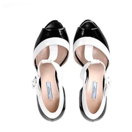 Prada-Prada Two-Toned Open Toe T-Strap Platform Sandals in Black Leather-Multiple colors