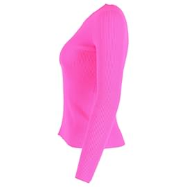 Balenciaga-Suéter com nervuras Balenciaga em viscose de poliéster rosa choque-Rosa