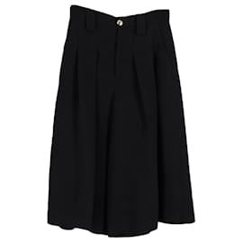 Gucci-Pantaloni culotte a gamba larga plissettati Gucci in poliestere nero-Nero