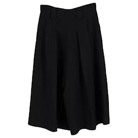 Gucci-Gucci Pleated Wide-Leg Culottes in Black Polyester-Black