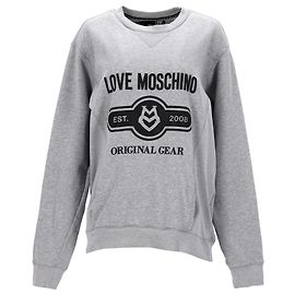 Pull Love Moschino Original Gear imprimé en coton gris Marron