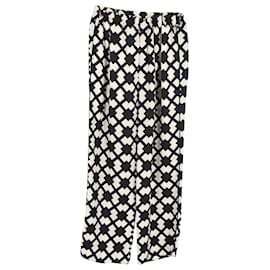 Gucci-Gucci Tile-Print Trousers in Black and White Silk-Black