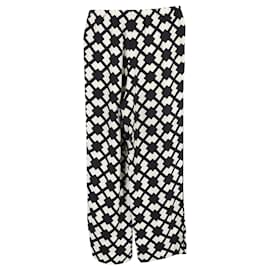 Gucci-Gucci Tile-Print Trousers in Black and White Silk-Black