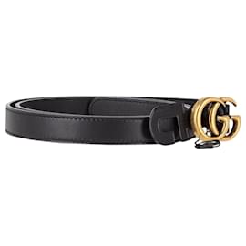Gucci-Cinturón con hebilla G y forro de Gucci en cuero negro-Negro