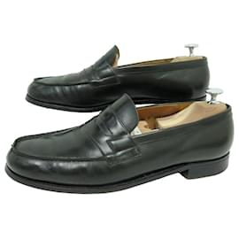 JM Weston-VINTAGE JM WESTON SHOES 180 Church´s Loafers 8.5 b 42.5 end 42 LEATHER SHOES-Khaki